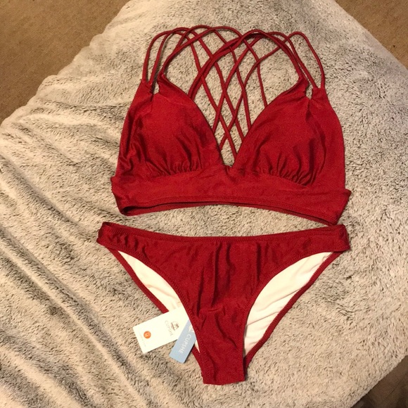 CUPSHE get strappy red bikini size medium NWT - Picture 3 of 9